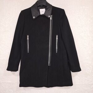Mango MNG Women's Moto Peacoat Jacket Black Size XS With Zipper